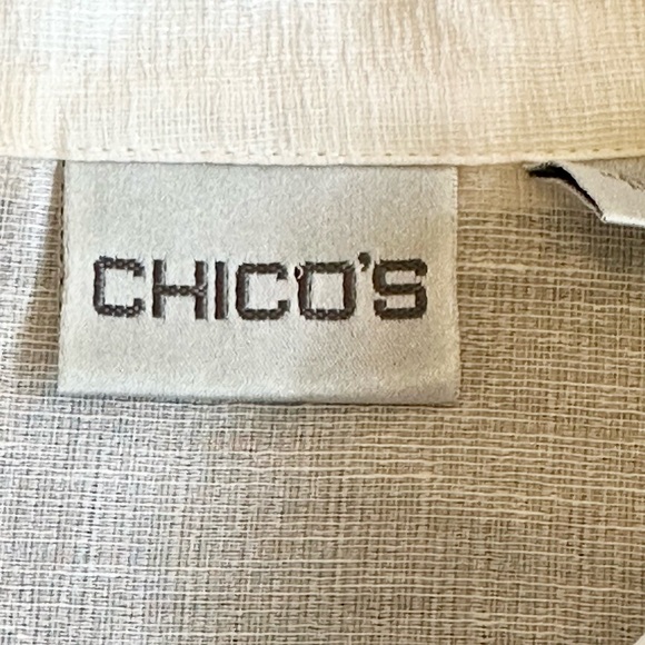 Chico’s | Semi-Sheer Silk & Linen Button Down Shirt, 3/4 Sleeves, Size M - Picture 4 of 7